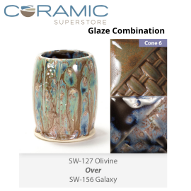 Olivine SW127 over Galaxy SW156 Stoneware Combination Olivine SW127 over Galaxy SW156 Stoneware Combination